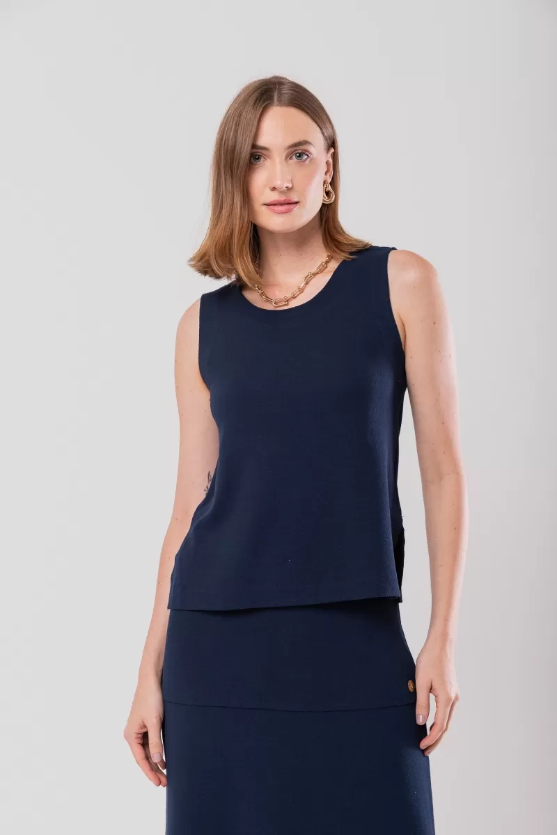 Hidrogênio - NAVY CREPE KNIT TANK TOP - 20166004 Hidrogênio - NAVY CREPE KNIT TANK TOP - 20166004