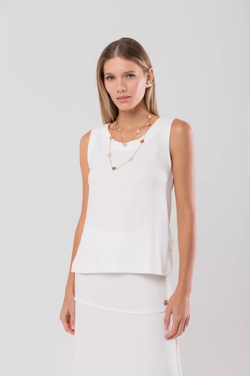 Hidrogênio - OFF-WHITE CREPE KNIT TANK TOP - 20166018 Hidrogênio - OFF-WHITE CREPE KNIT TANK TOP - 20166018