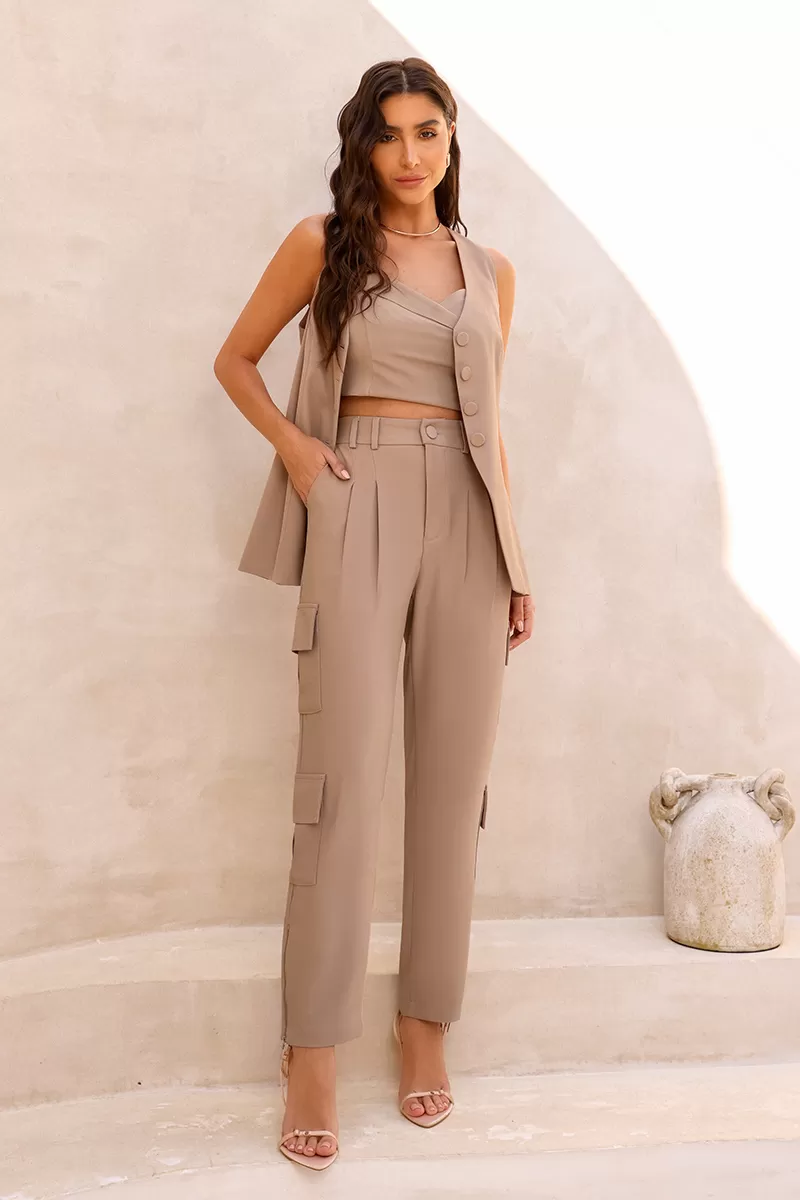 Dot Clothing - Vest Dot Clothing Kira Alfaiataria Avelã - 2451AVELA
