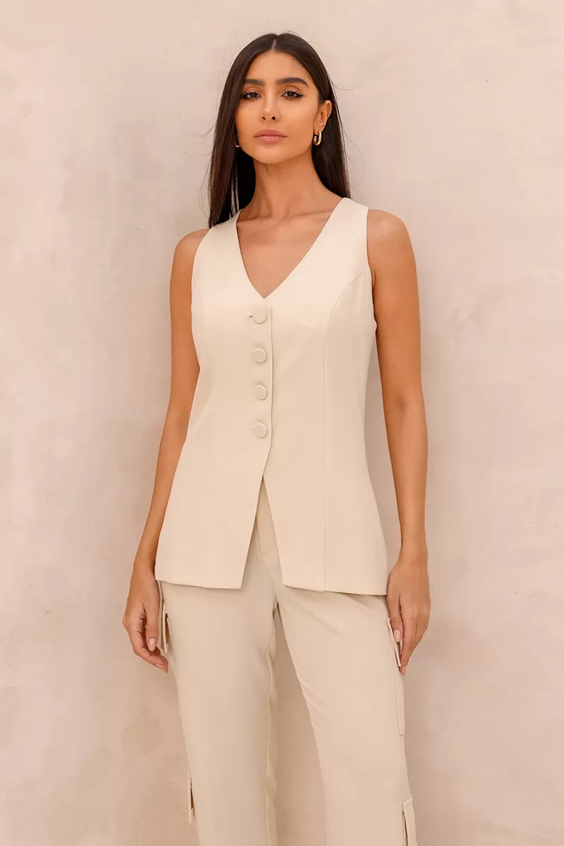 Dot Clothing - Vest Dot Clothing Kira Alfaiataria Off White - 2451OFF Dot Clothing - Vest Dot Clothing Kira Alfaiataria Off White - 2451OFF