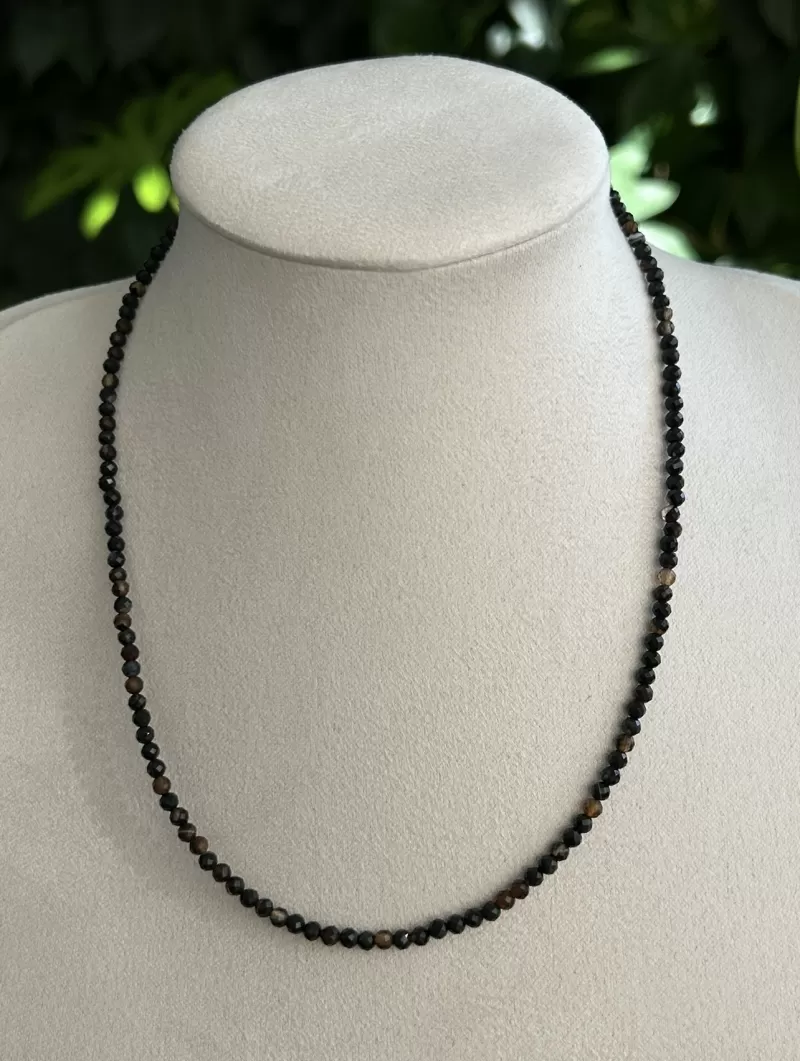 Mikabe - Black Agate Stone Necklace 3mm - MK1955