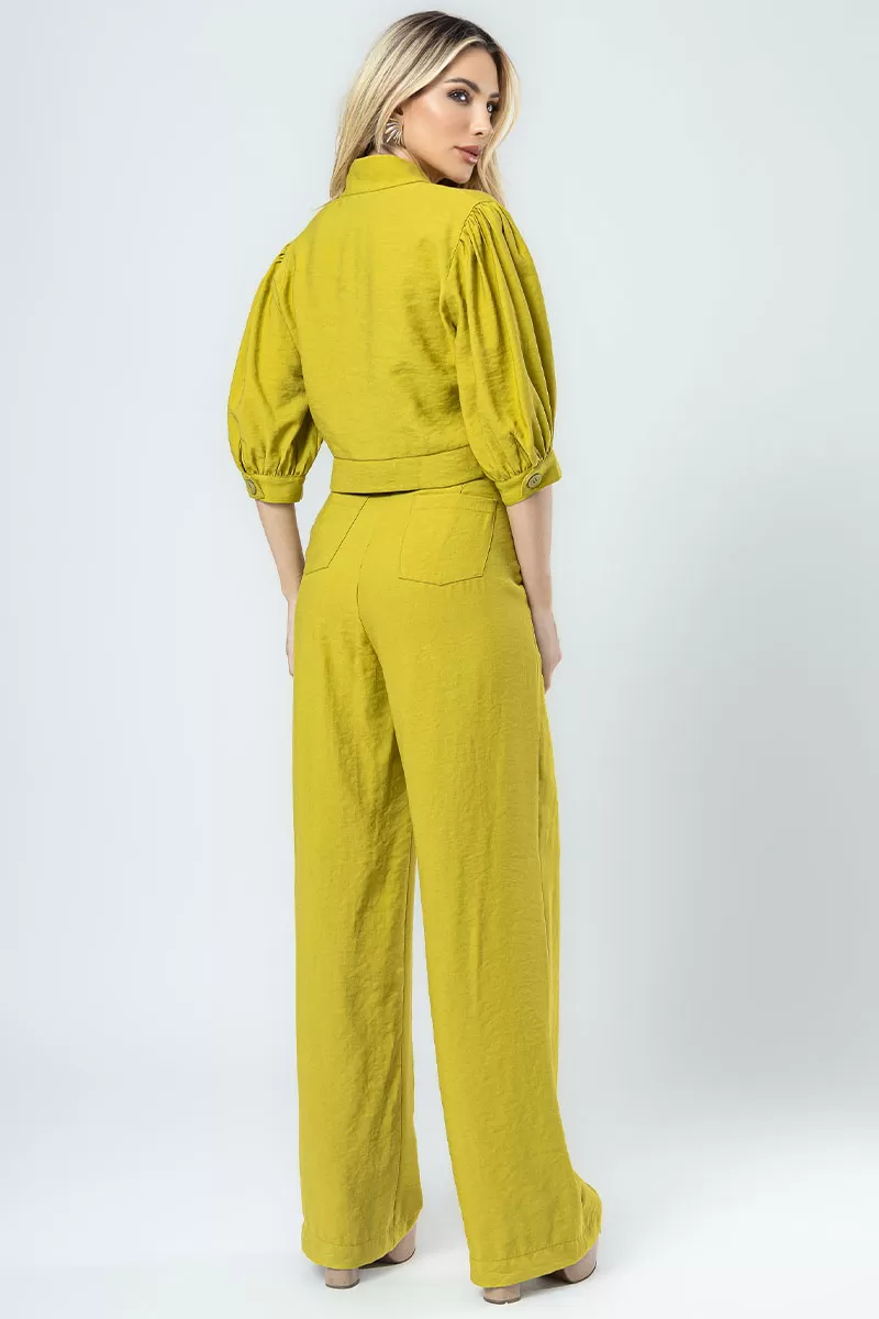 Miss Misses - Nathalia Pants with Sleeves and Buttons Green - 54365023 Miss Misses - Nathalia Pants with Sleeves and Buttons Green - 54365023