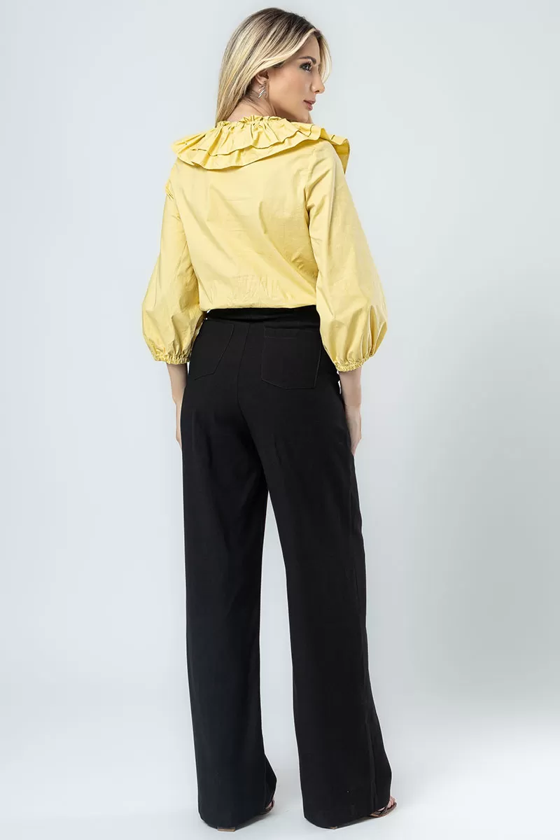 Miss Misses - Nathalia Pants With Buttons Black - 54365001 Miss Misses - Nathalia Pants With Buttons Black - 54365001