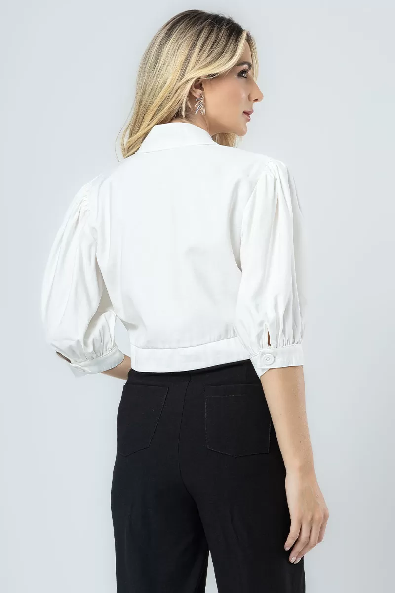 Miss Misses - Nathalia Shirt With Off White Sleeve Buttons - 80561030 Miss Misses - Nathalia Shirt With Off White Sleeve Buttons - 80561030