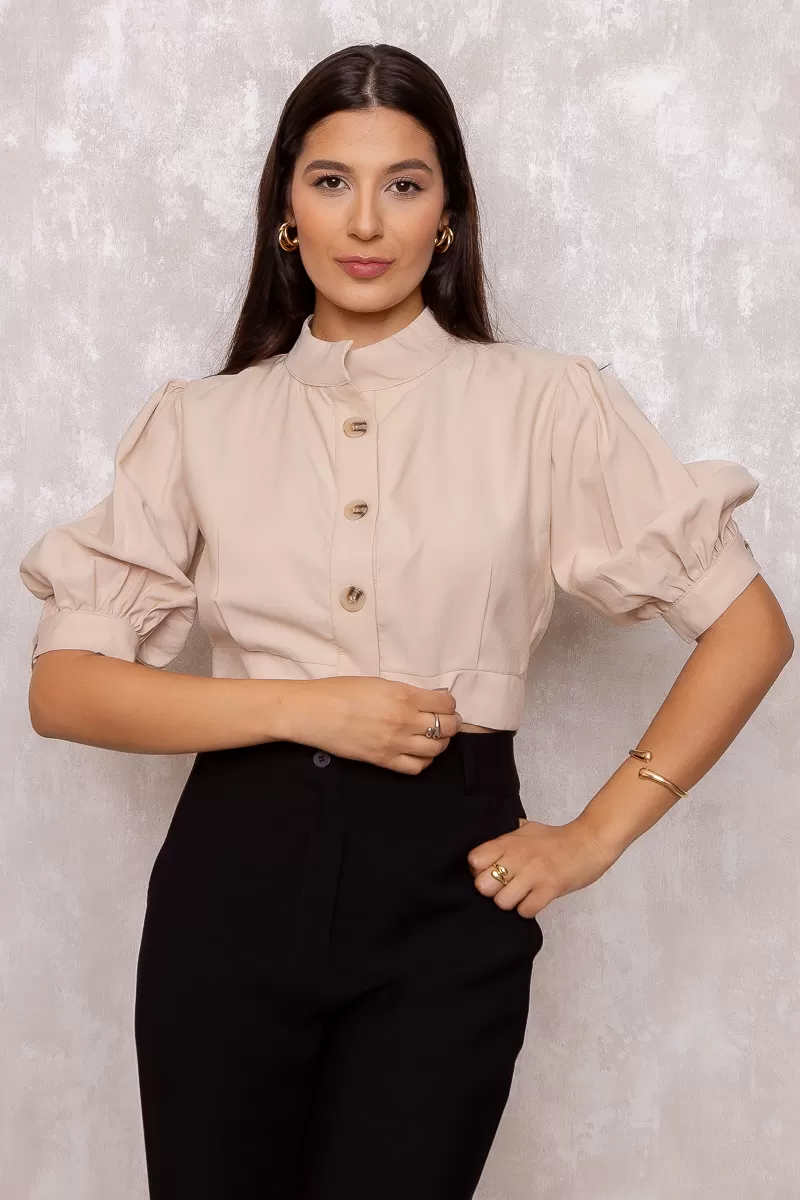 Miss Misses - Shirt Miss Misses Nathalia Sleeve With Beige Buttons - 80561BEGE Miss Misses - Shirt Miss Misses Nathalia Sleeve With Beige Buttons - 80561BEGE