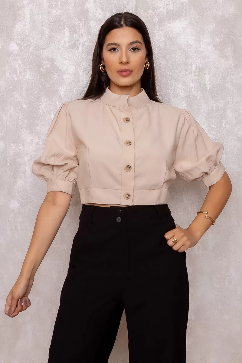 Miss Misses - Shirt Miss Misses Nathalia Sleeve With Beige Buttons - 80561BEGE Miss Misses - Shirt Miss Misses Nathalia Sleeve With Beige Buttons - 80561BEGE