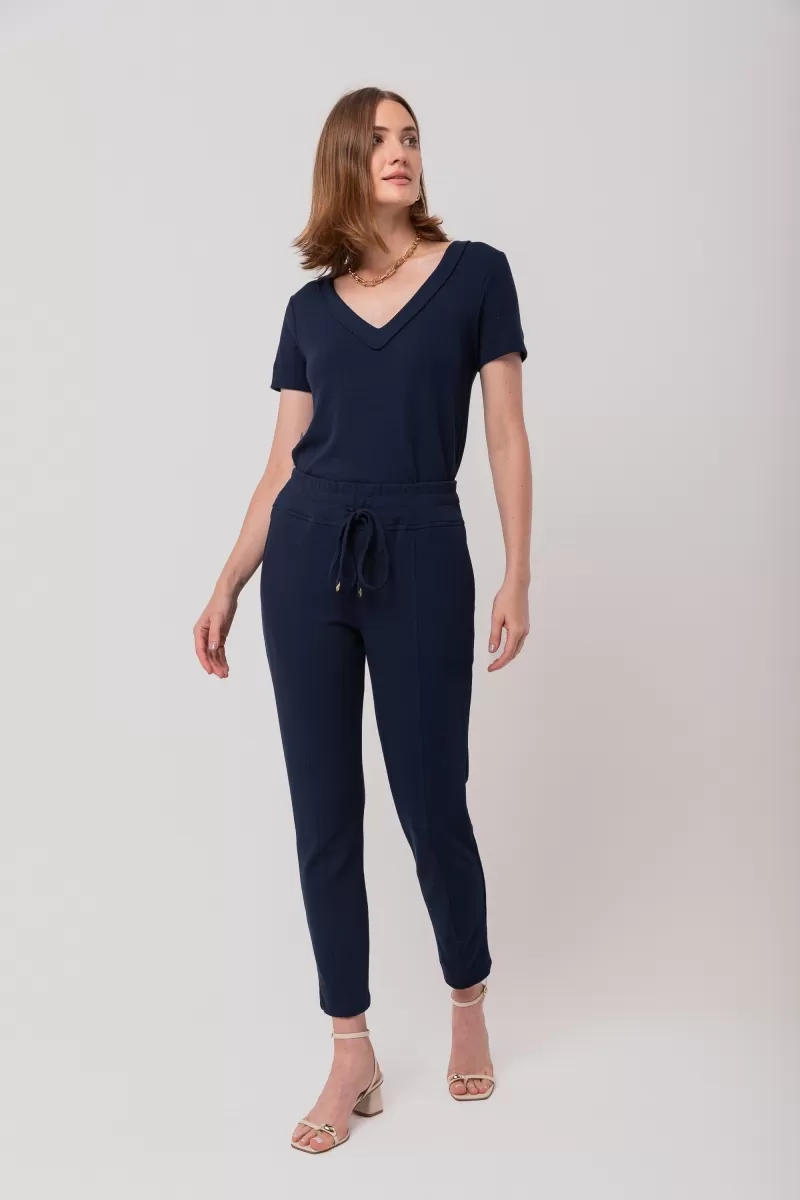 Hidrogênio - NAVY KNIT CREPE JOGGER PANTS WITH CHANNEL - 20118004
