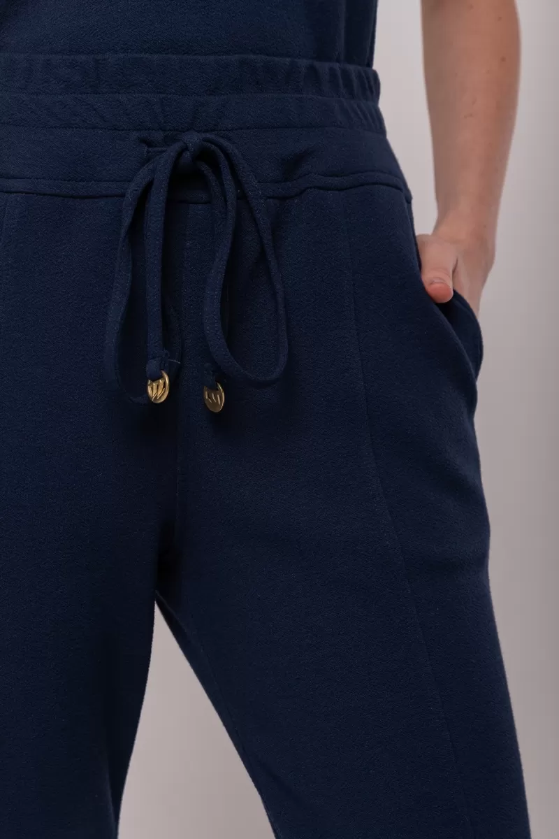 Hidrogênio - NAVY KNIT CREPE JOGGER PANTS WITH CHANNEL - 20118004