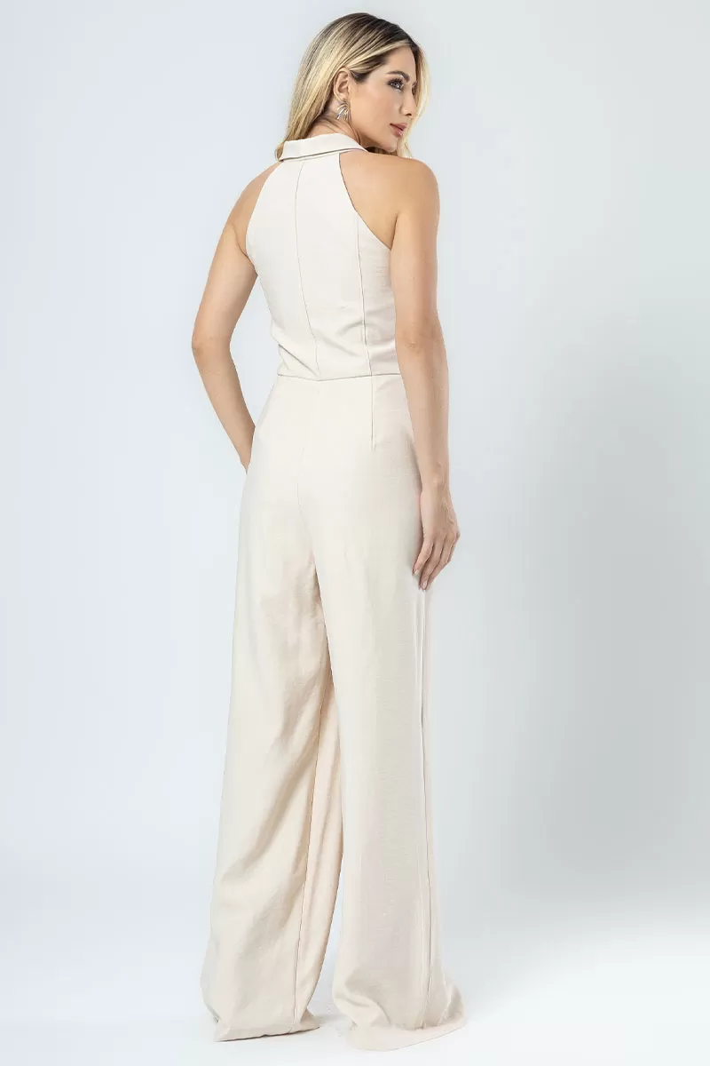 Miss Misses - Daiana Long Jumpsuit With Beige Zipper - 54386215 Miss Misses - Daiana Long Jumpsuit With Beige Zipper - 54386215