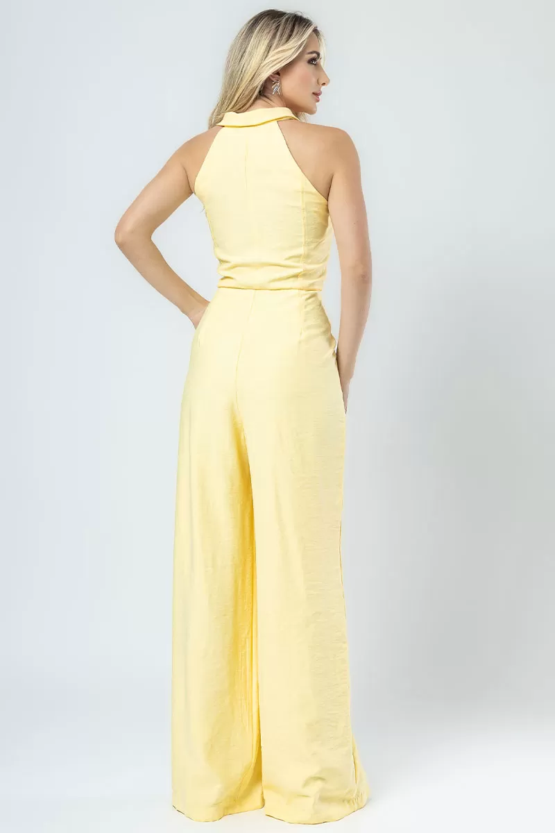 Miss Misses - Daiana Long Jumpsuit With Yellow Zipper - 54386003 Miss Misses - Daiana Long Jumpsuit With Yellow Zipper - 54386003