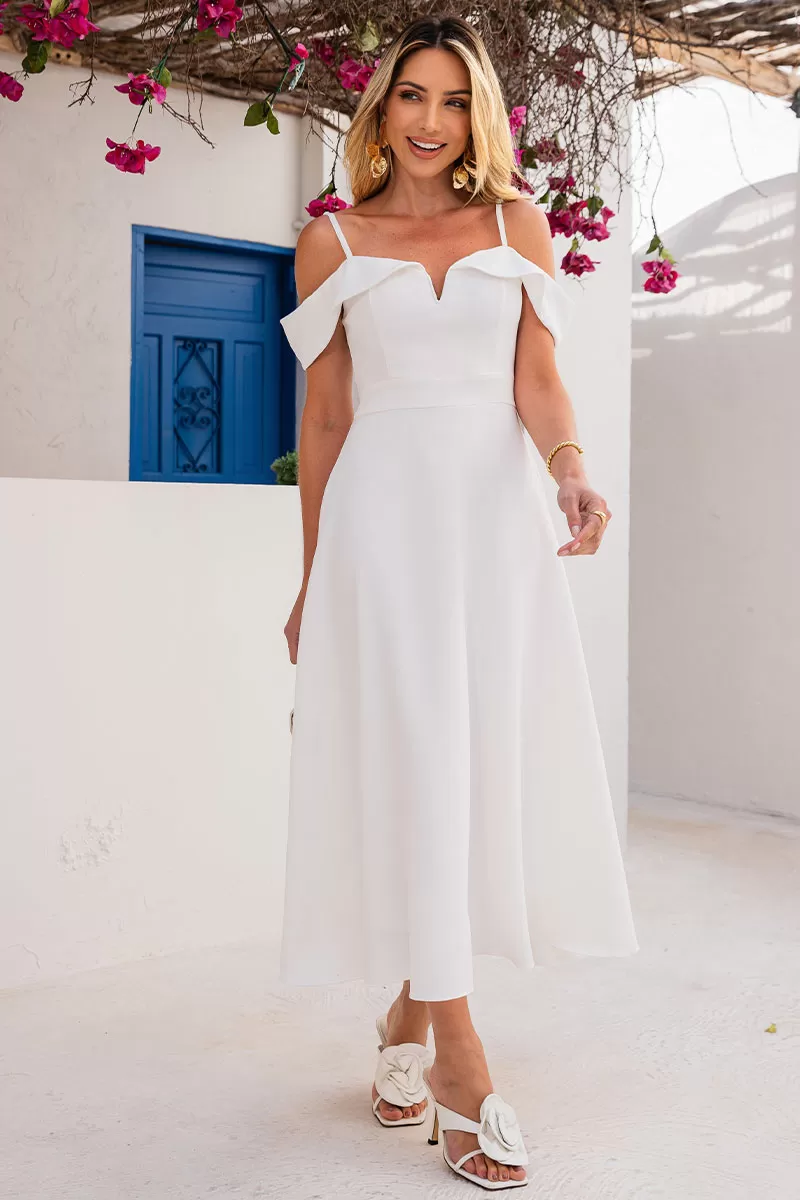 Miss Misses - Flavia Off-the-Shoulder Dress with Straps Off White - 54294030 Miss Misses - Flavia Off-the-Shoulder Dress with Straps Off White - 54294030