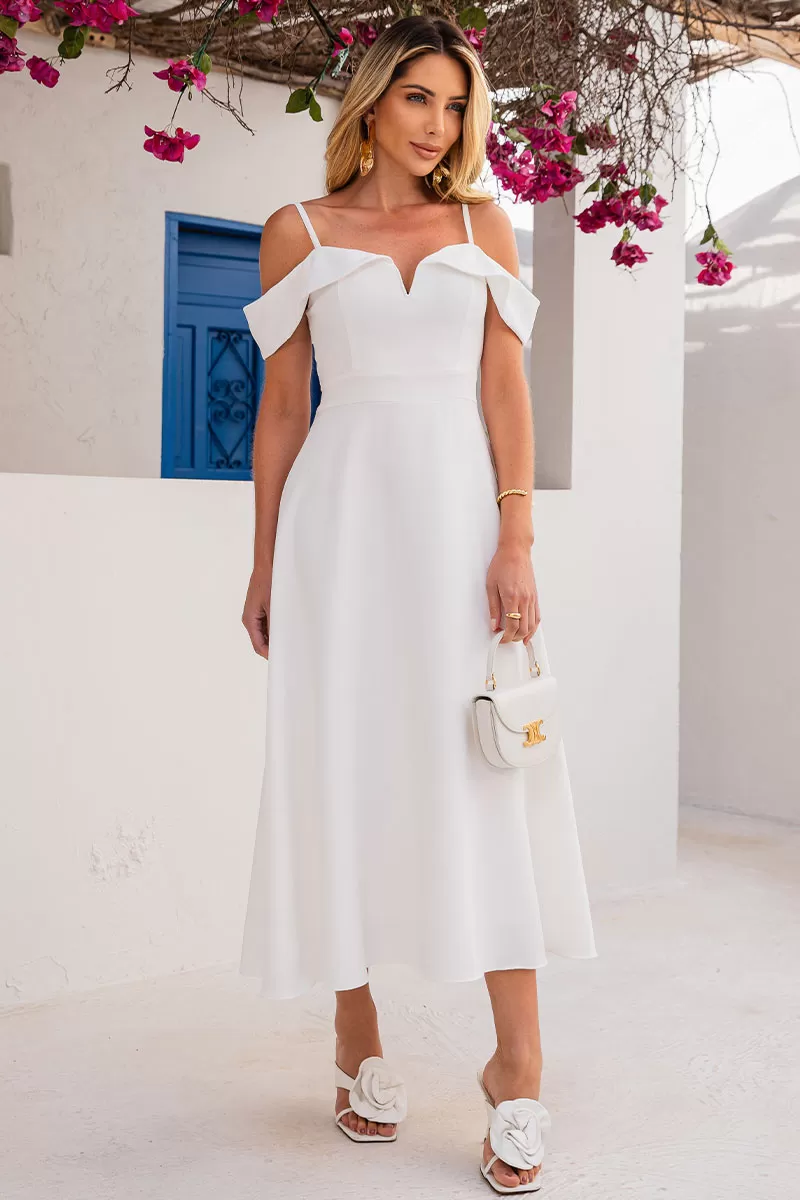 Miss Misses - Flavia Off-the-Shoulder Dress with Straps Off White - 54294030 Miss Misses - Flavia Off-the-Shoulder Dress with Straps Off White - 54294030
