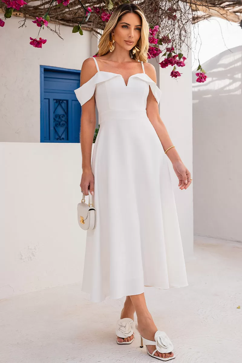 Miss Misses - Flavia Off-the-Shoulder Dress with Straps Off White - 54294030 Miss Misses - Flavia Off-the-Shoulder Dress with Straps Off White - 54294030