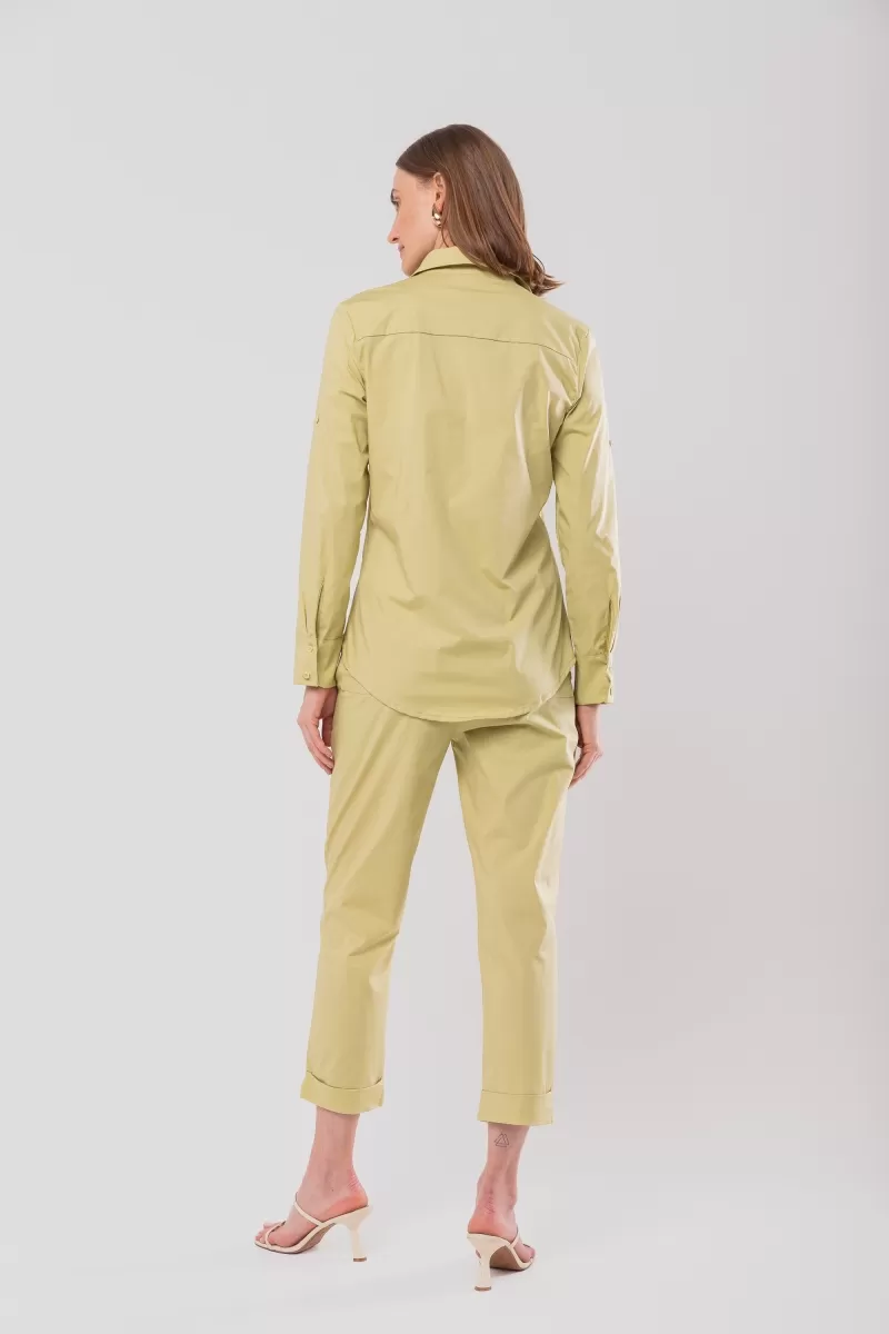 Hidrogênio - CINCHED SHIRT WITH MARTINGALE TRICOLINE WITH WILLOW GREEN LYCRA - 20128557 Hidrogênio - CINCHED SHIRT WITH MARTINGALE TRICOLINE WITH WILLOW GREEN LYCRA - 20128557