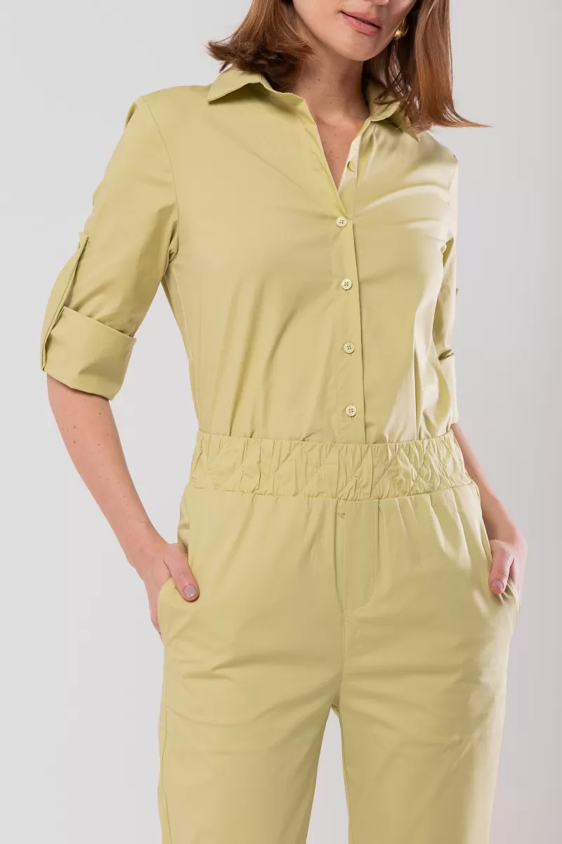 Hidrogênio - CINCHED SHIRT WITH MARTINGALE TRICOLINE WITH WILLOW GREEN LYCRA - 20128557 Hidrogênio - CINCHED SHIRT WITH MARTINGALE TRICOLINE WITH WILLOW GREEN LYCRA - 20128557