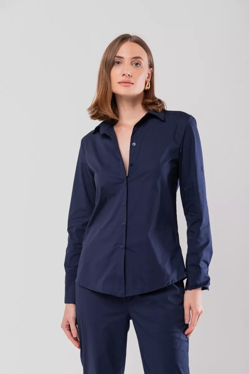 Hidrogênio - CINCHED SHIRT WITH MARTINGALE TRICOLINE WITH NAVY LYCRA - 20128004 Hidrogênio - CINCHED SHIRT WITH MARTINGALE TRICOLINE WITH NAVY LYCRA - 20128004