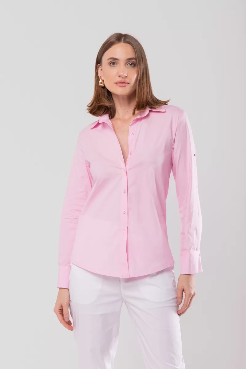 Hidrogênio - CINCHED SHIRT WITH MARTINGALE TRICOLINE WITH PINK LYCRA - 20128021 Hidrogênio - CINCHED SHIRT WITH MARTINGALE TRICOLINE WITH PINK LYCRA - 20128021