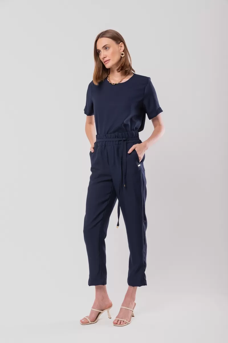 Hidrogênio - SHORT SLEEVE BLOUSE WITH DROP BACK NAVY CREPE - 20088004 Hidrogênio - SHORT SLEEVE BLOUSE WITH DROP BACK NAVY CREPE - 20088004