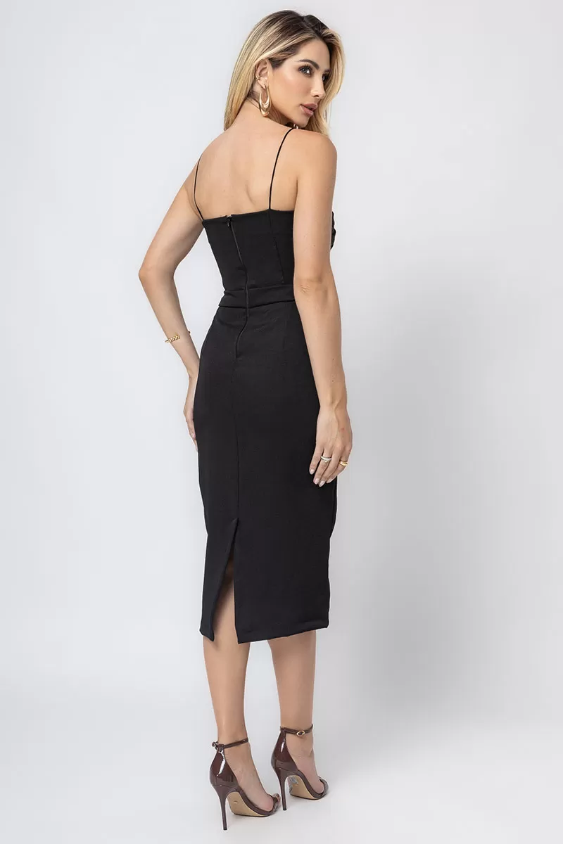 Miss Misses - Eduarda Mid Dress With Straps Black - 80562001 Miss Misses - Eduarda Mid Dress With Straps Black - 80562001