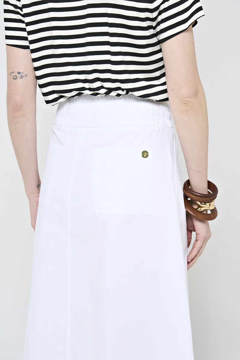 Hidrogênio - MIDI SKIRT WITH POCKET AND RUFFLED HEM IN WHITE TRICOLINE - 20179002 Hidrogênio - MIDI SKIRT WITH POCKET AND RUFFLED HEM IN WHITE TRICOLINE - 20179002