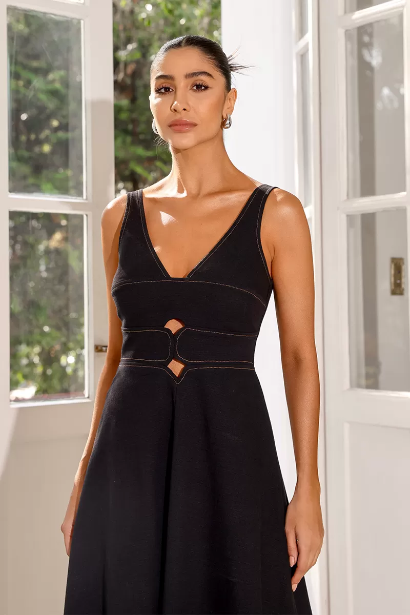 Dot Clothing - Dress Dot Clothing Paula Midi Black - 2503PRETO Dot Clothing - Dress Dot Clothing Paula Midi Black - 2503PRETO