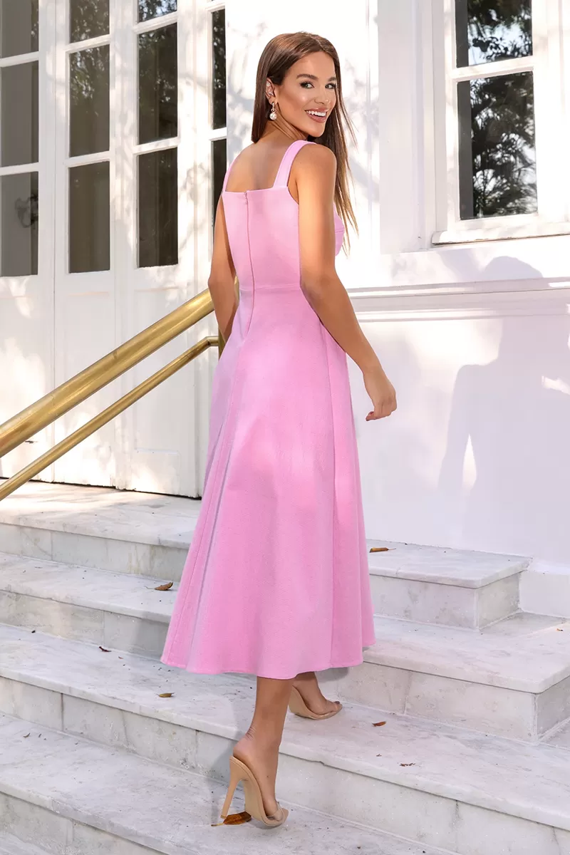 Dot Clothing - Dress Dot Clothing Paula Midi Pink - 2503ROSA Dot Clothing - Dress Dot Clothing Paula Midi Pink - 2503ROSA