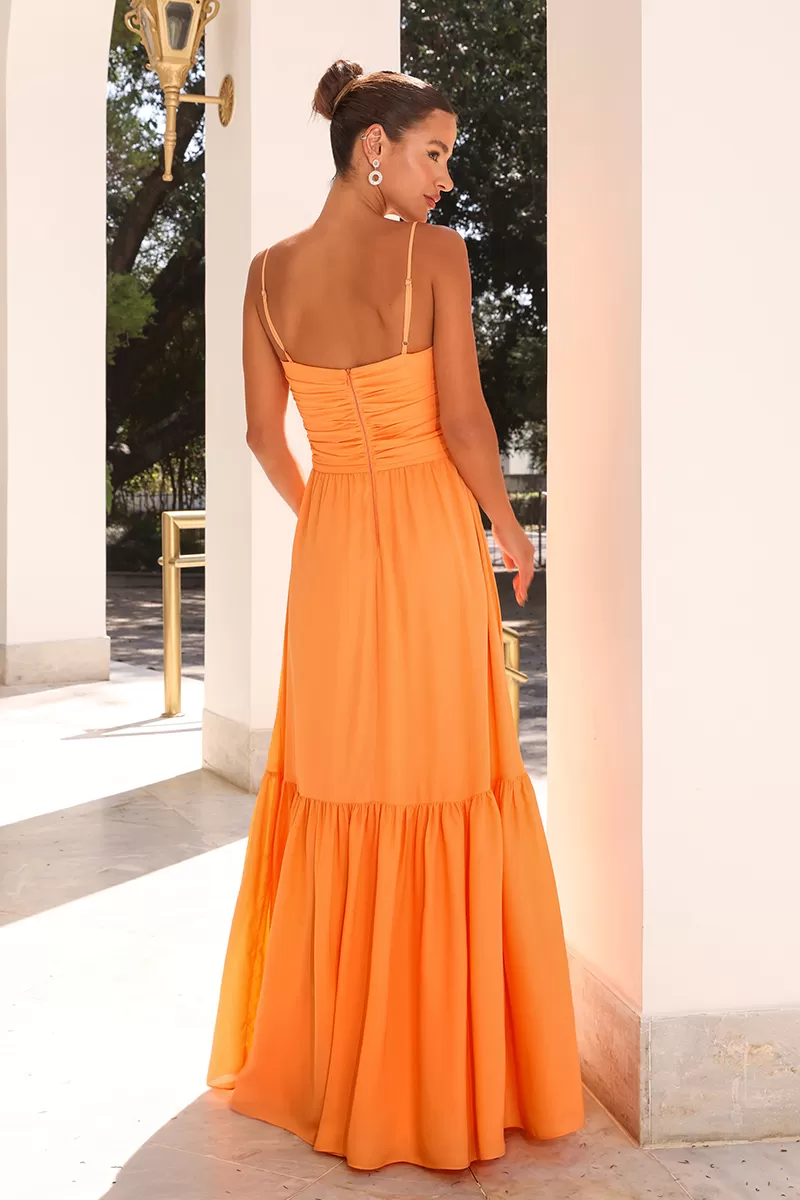 Dot Clothing - Dot Clothing Marta Long Orange Dress - 2485LARANJA Dot Clothing - Dot Clothing Marta Long Orange Dress - 2485LARANJA
