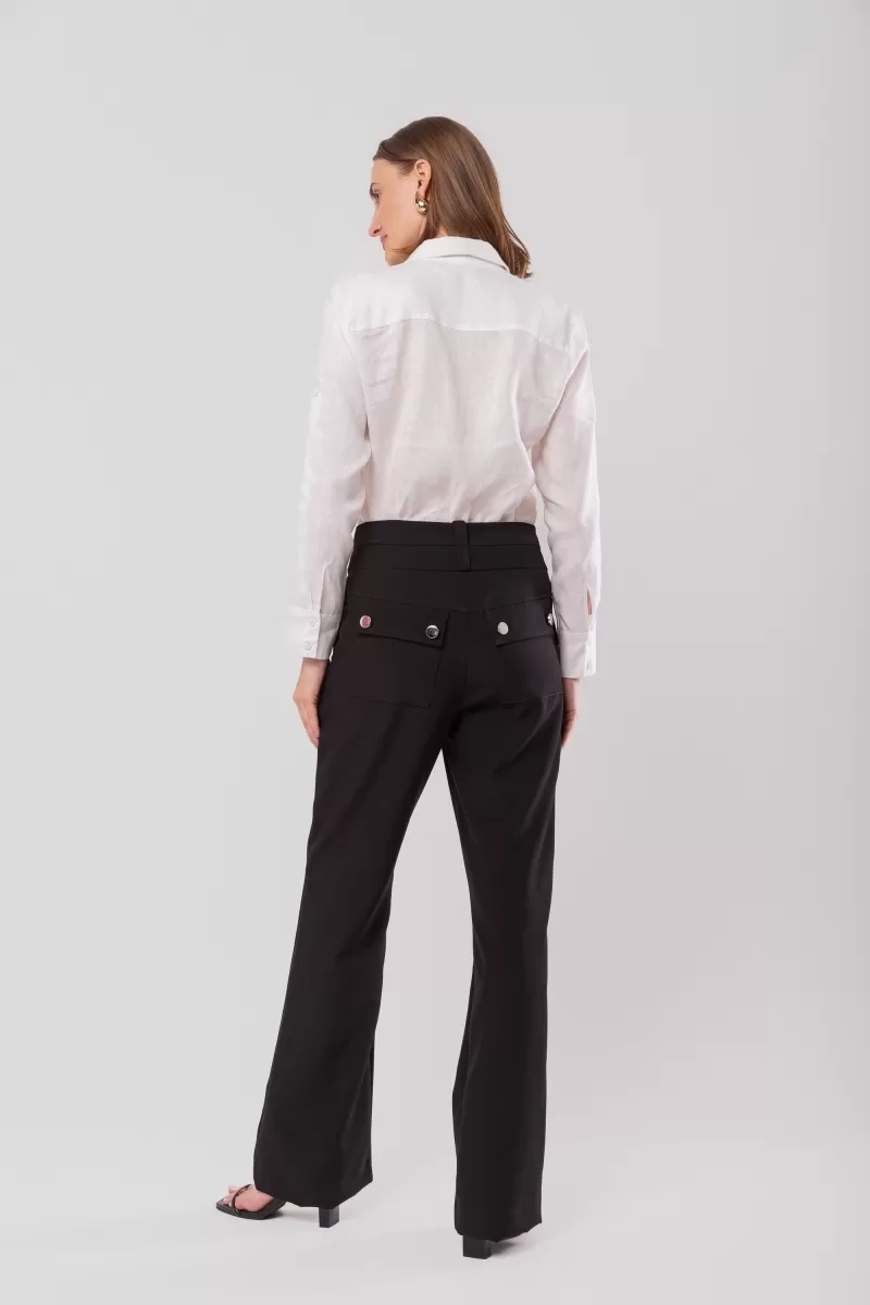 Hidrogênio - RITA BLACK TAILORED FLARE PANTS WITH POCKETS - 20158001 Hidrogênio - RITA BLACK TAILORED FLARE PANTS WITH POCKETS - 20158001