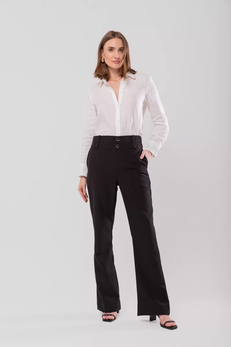 Hidrogênio - RITA BLACK TAILORED FLARE PANTS WITH POCKETS - 20158001 Hidrogênio - RITA BLACK TAILORED FLARE PANTS WITH POCKETS - 20158001