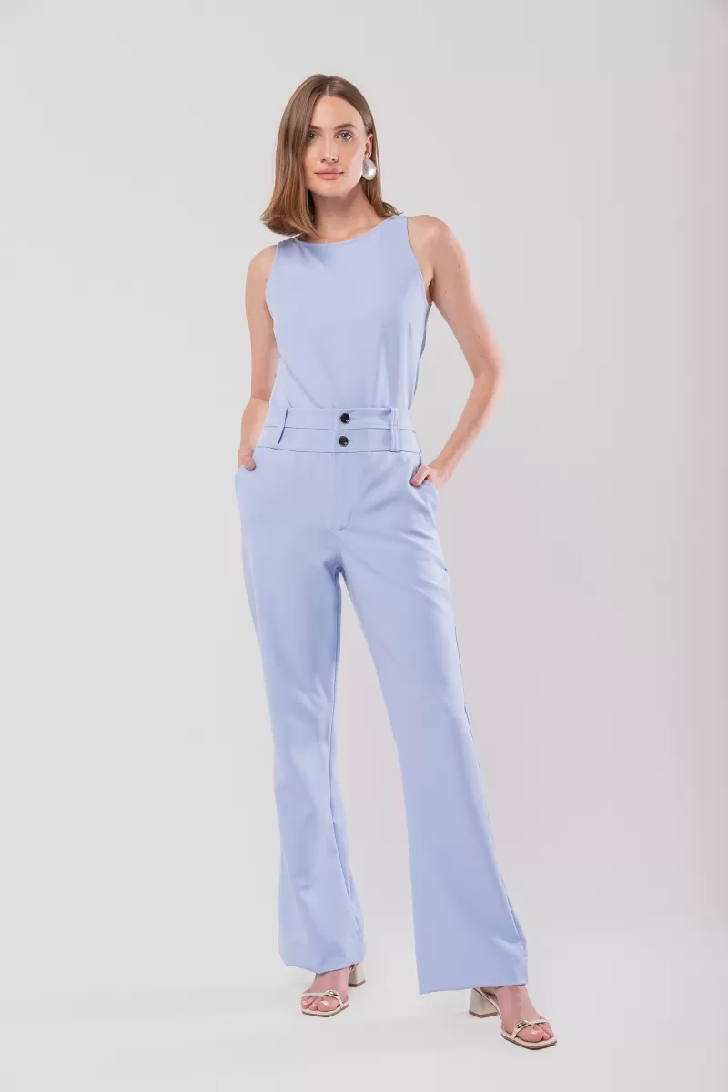Hidrogênio - RITA BABY BLUE TAILORED FLARE PANTS WITH POCKETS - 20158111 Hidrogênio - RITA BABY BLUE TAILORED FLARE PANTS WITH POCKETS - 20158111