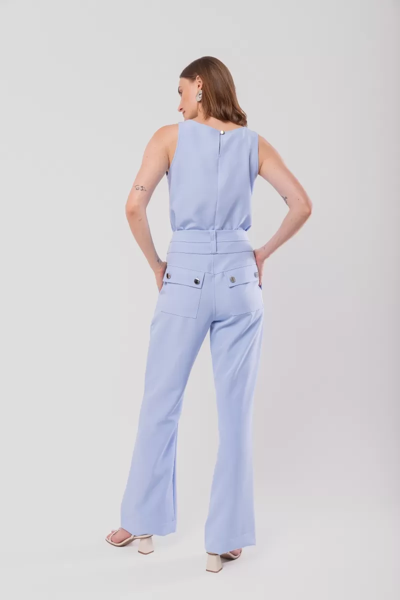 Hidrogênio - RITA BABY BLUE TAILORED FLARE PANTS WITH POCKETS - 20158111 Hidrogênio - RITA BABY BLUE TAILORED FLARE PANTS WITH POCKETS - 20158111
