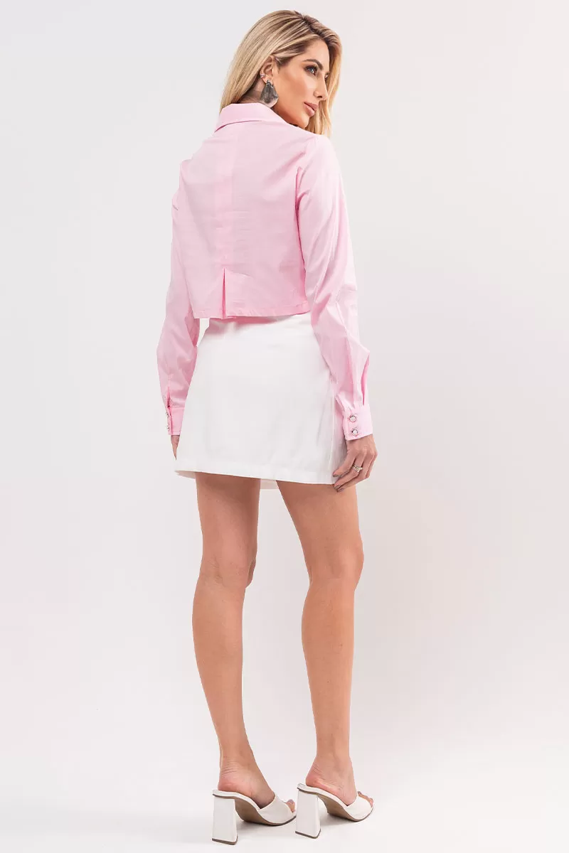 Miss Misses - Olivia Long Sleeve Shirt with Tie Front in Pink - 54361060 Miss Misses - Olivia Long Sleeve Shirt with Tie Front in Pink - 54361060
