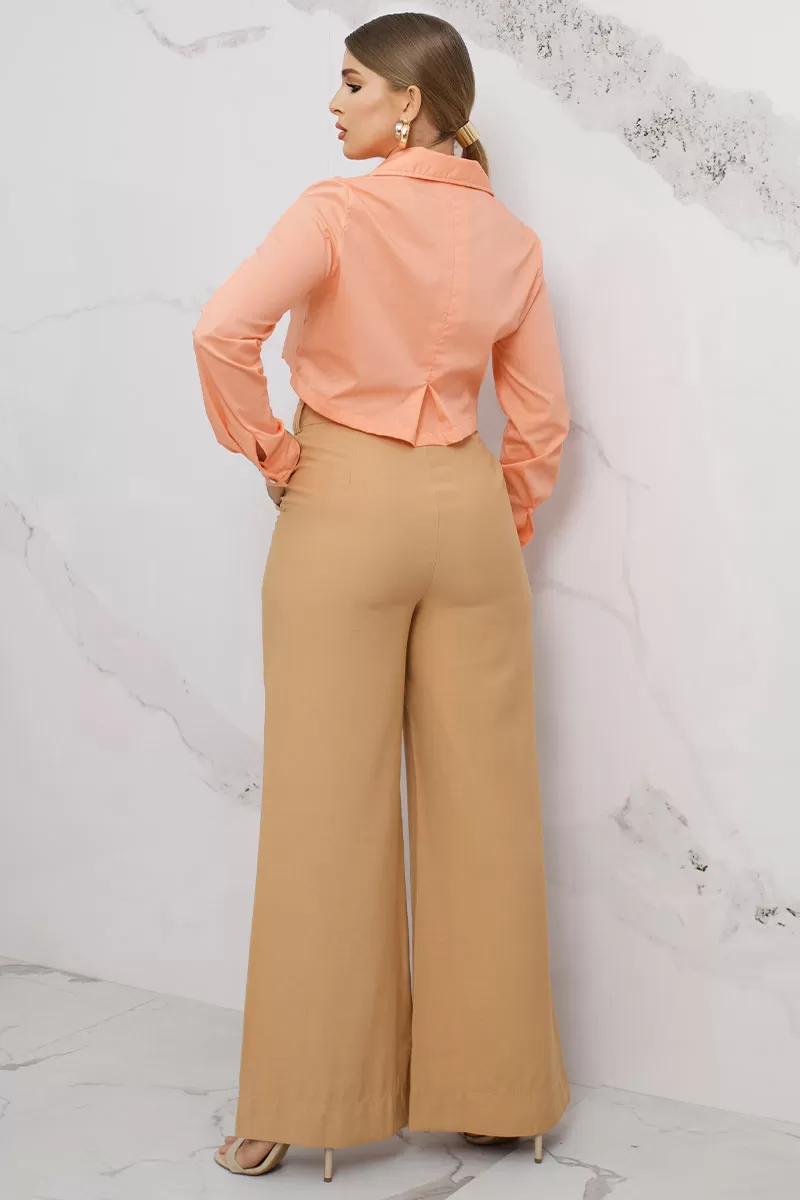 Miss Misses - Olivia Long Sleeve Shirt with Orange Tie - 54361216 Miss Misses - Olivia Long Sleeve Shirt with Orange Tie - 54361216