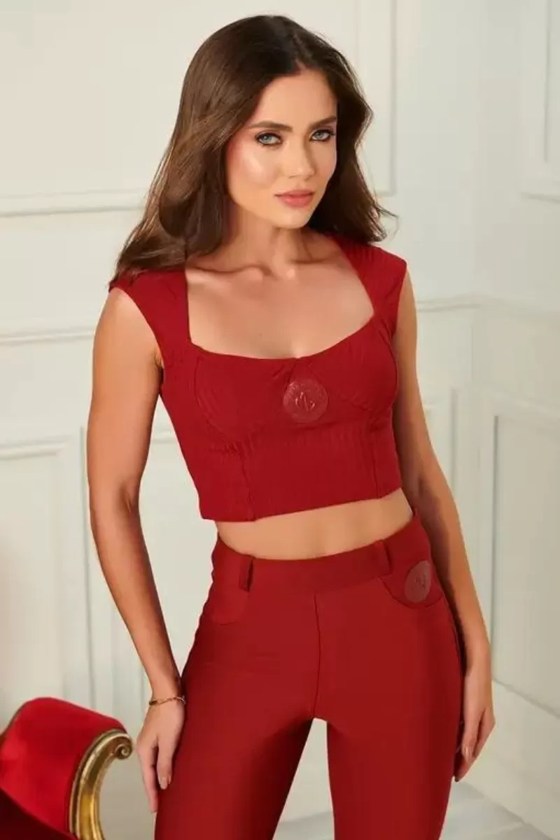 Maria Gueixa - MARIA GUEIXA RIBBED TOP IN BURGUNDY - 11281 Maria Gueixa - MARIA GUEIXA RIBBED TOP IN BURGUNDY - 11281