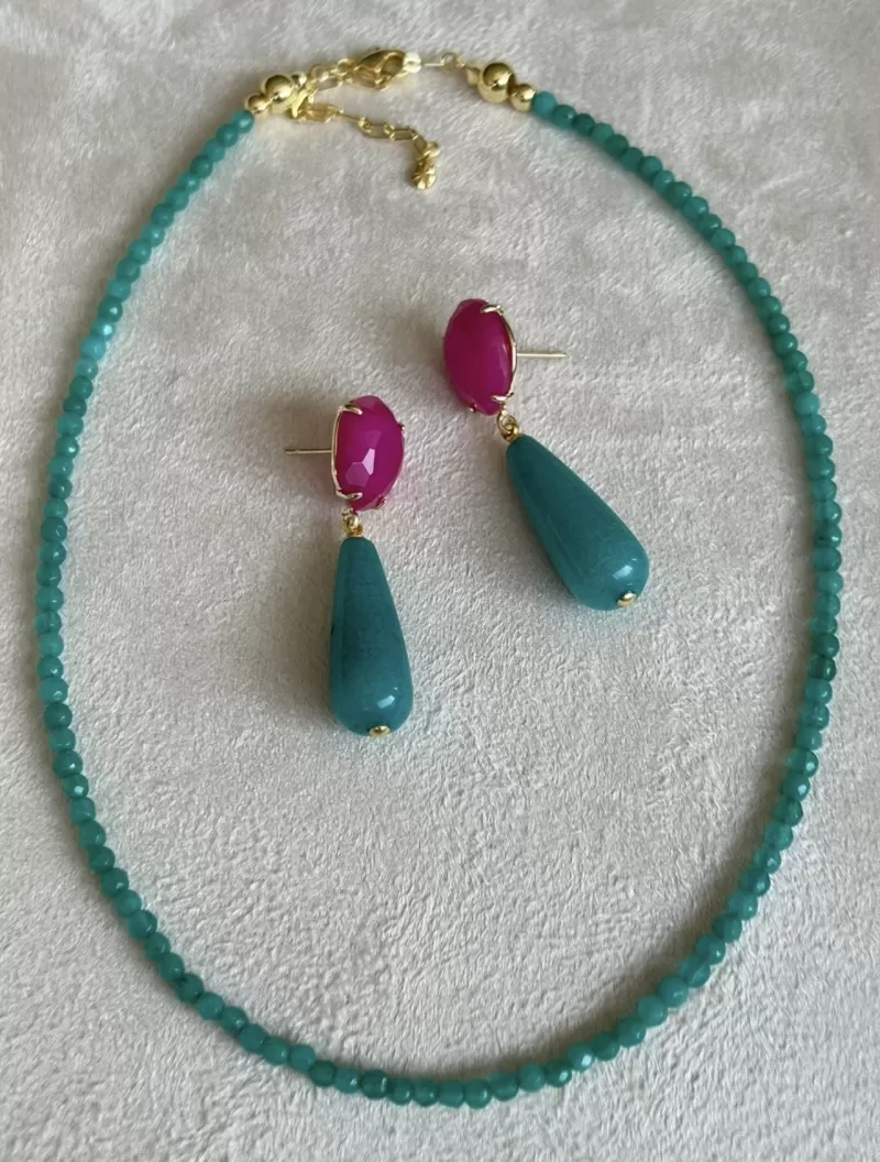Mikabe - Burano Earring Pink Jade Stone and Amazonite Jade - MK1974 Mikabe - Burano Earring Pink Jade Stone and Amazonite Jade - MK1974