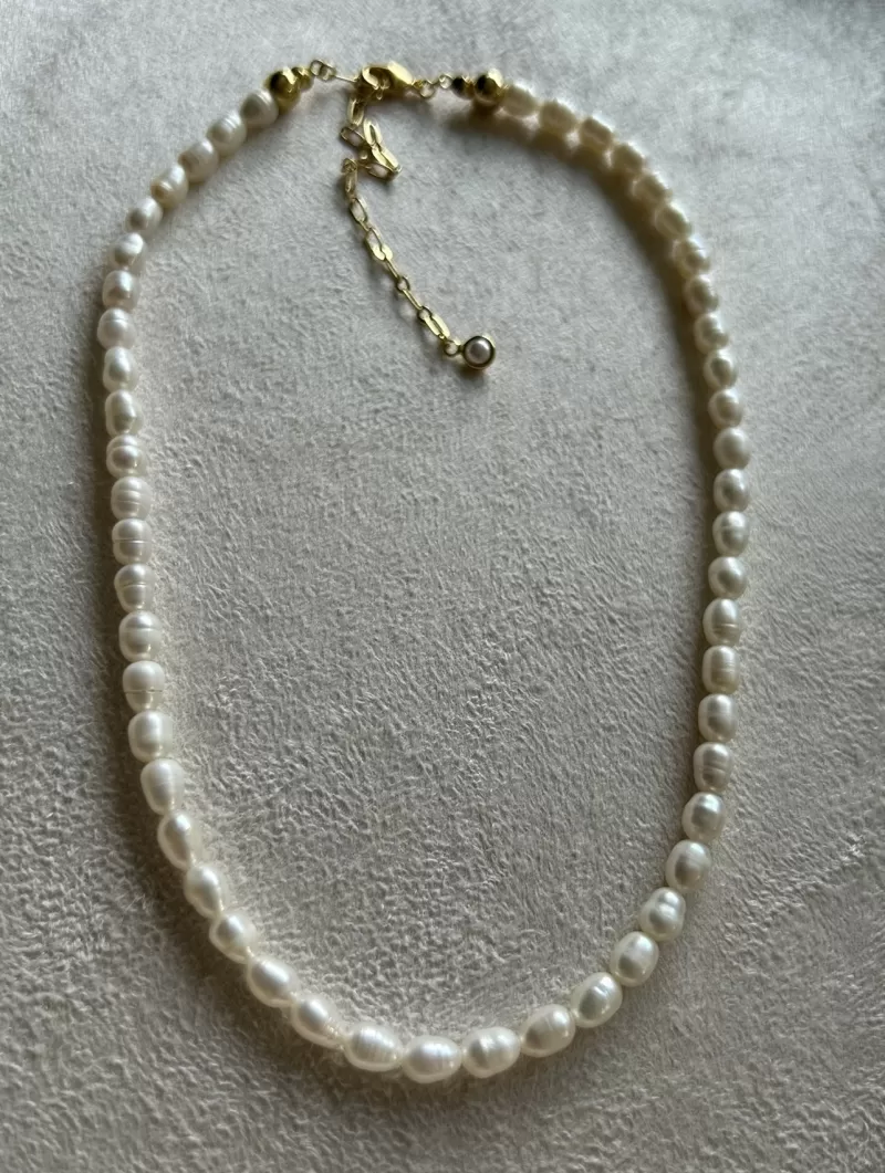 Mikabe - Natural Oval Pearl Necklace P - MK1978
