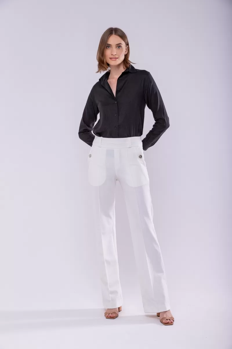 Hidrogênio - KIARA OFF WHITE FLARE PANTS - 19654018 Hidrogênio - KIARA OFF WHITE FLARE PANTS - 19654018