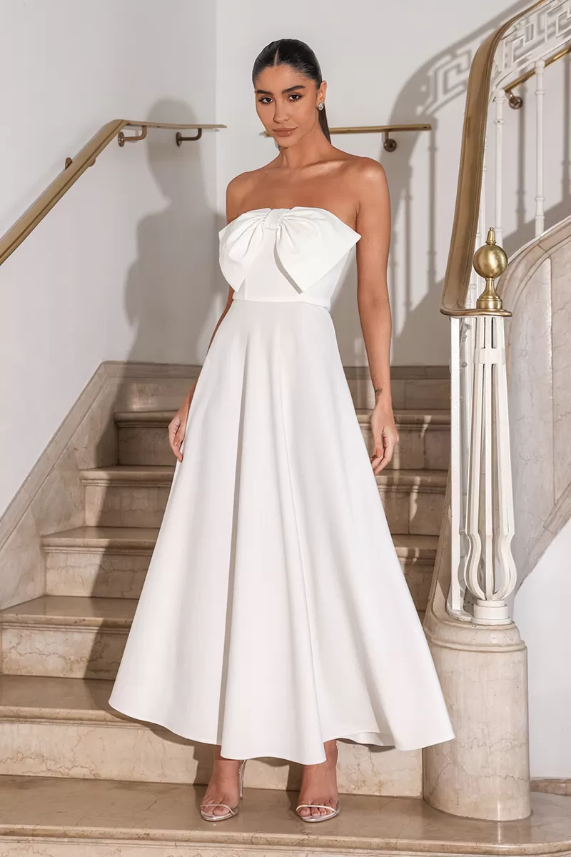 Dot Clothing - Dress Dot Clothing Julia TQC White Bow - 2515BRANCO Dot Clothing - Dress Dot Clothing Julia TQC White Bow - 2515BRANCO