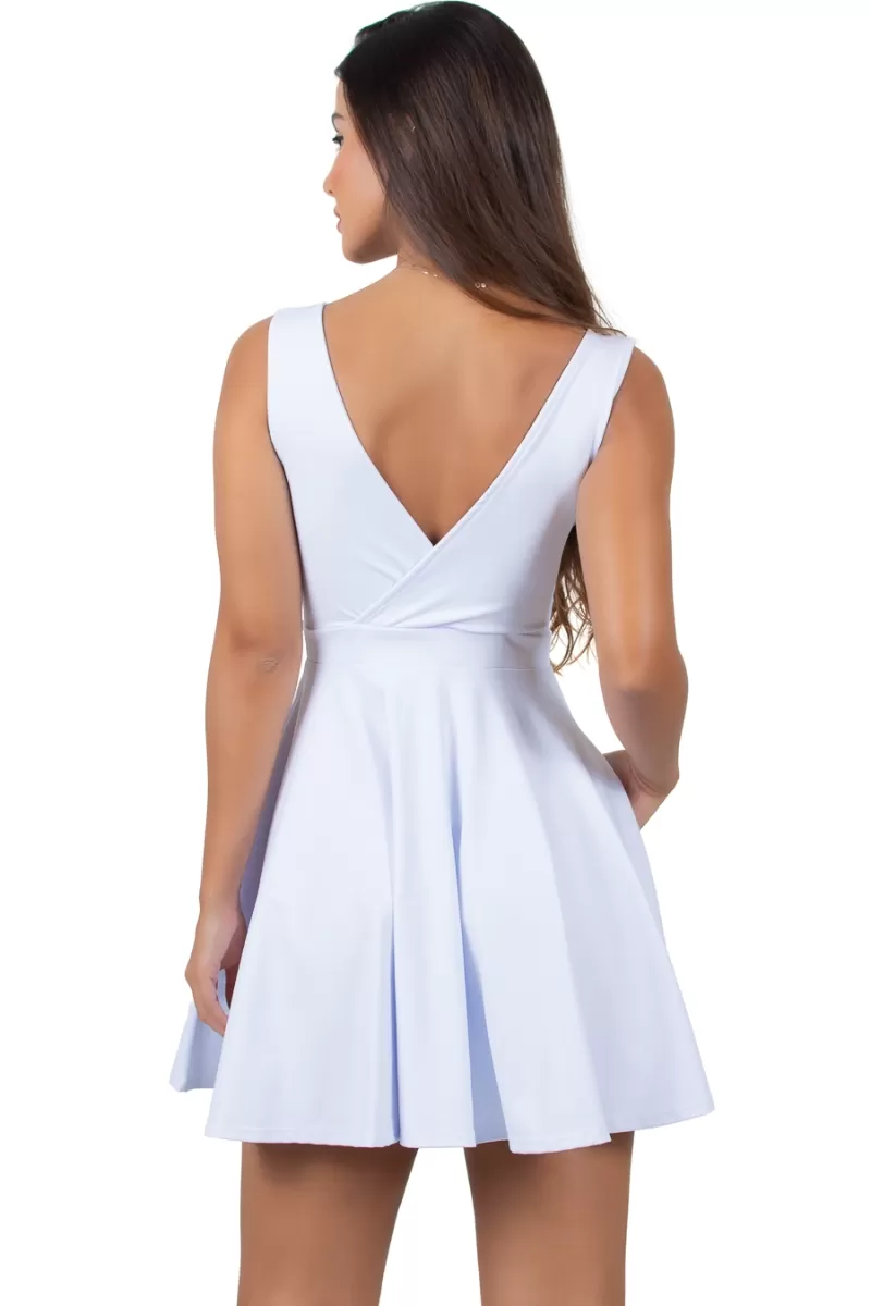 Miss Misses - Leticia V-neck White Dress - 54393BRANCO Miss Misses - Leticia V-neck White Dress - 54393BRANCO