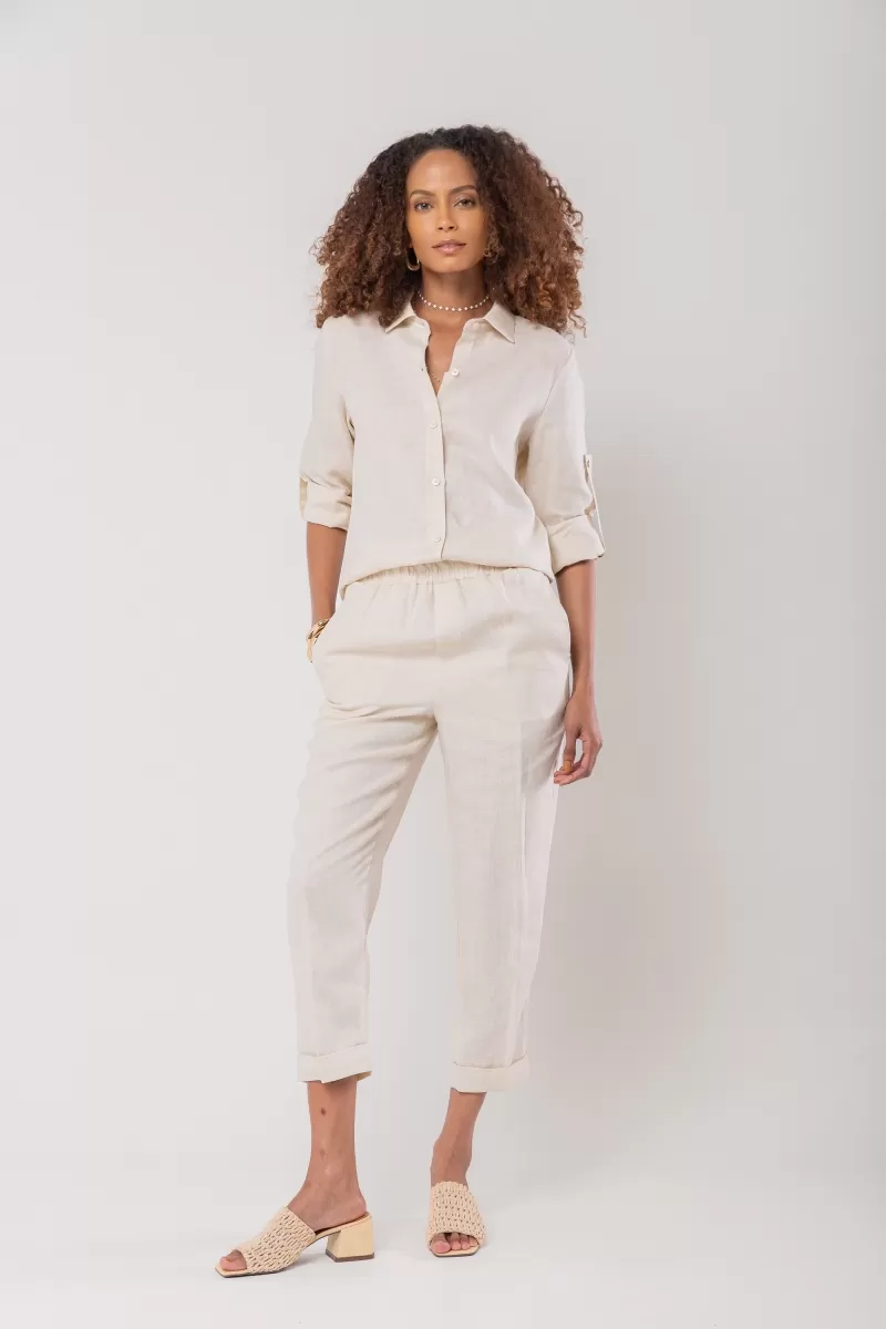 Hidrogênio - POLIANA CARROT PANTS 100% BEIGE LINEN - 19886003 Hidrogênio - POLIANA CARROT PANTS 100% BEIGE LINEN - 19886003
