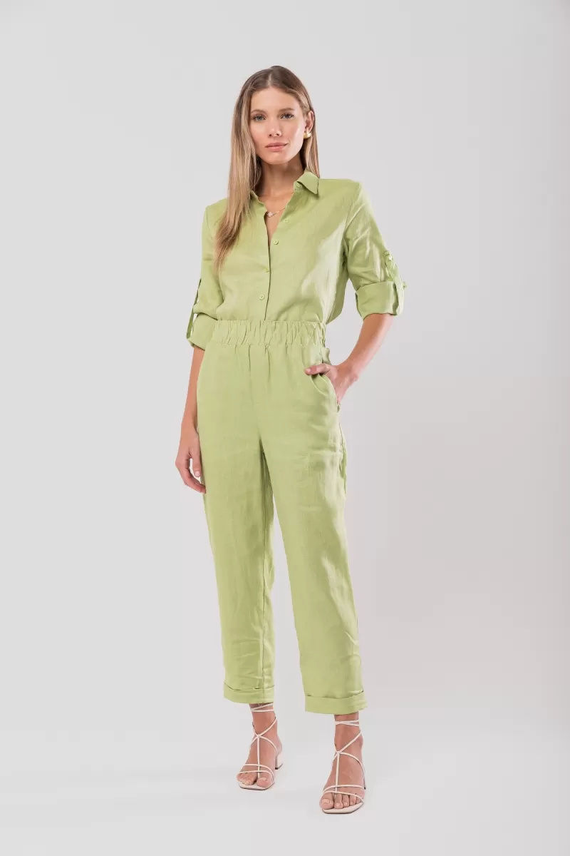 Hidrogênio - CARROT POLIANA 100% GREEN LINEN PANTS - 19886009 Hidrogênio - CARROT POLIANA 100% GREEN LINEN PANTS - 19886009
