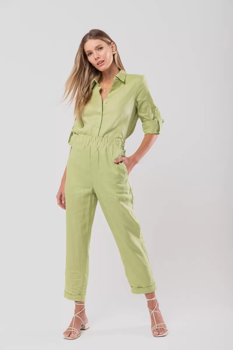 Hidrogênio - CARROT POLIANA 100% GREEN LINEN PANTS - 19886009 Hidrogênio - CARROT POLIANA 100% GREEN LINEN PANTS - 19886009