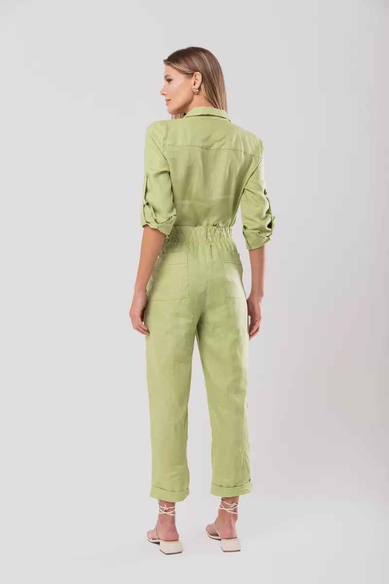 Hidrogênio - CARROT POLIANA 100% GREEN LINEN PANTS - 19886009 Hidrogênio - CARROT POLIANA 100% GREEN LINEN PANTS - 19886009
