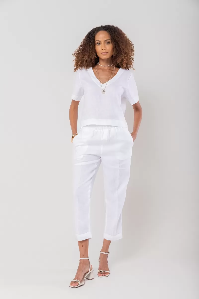Hidrogênio - CARROT POLIANA PANTS 100% WHITE LINEN - 19886002 Hidrogênio - CARROT POLIANA PANTS 100% WHITE LINEN - 19886002