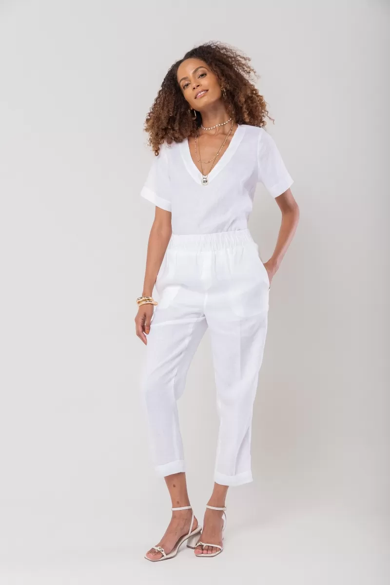 Hidrogênio - CARROT POLIANA PANTS 100% WHITE LINEN - 19886002 Hidrogênio - CARROT POLIANA PANTS 100% WHITE LINEN - 19886002
