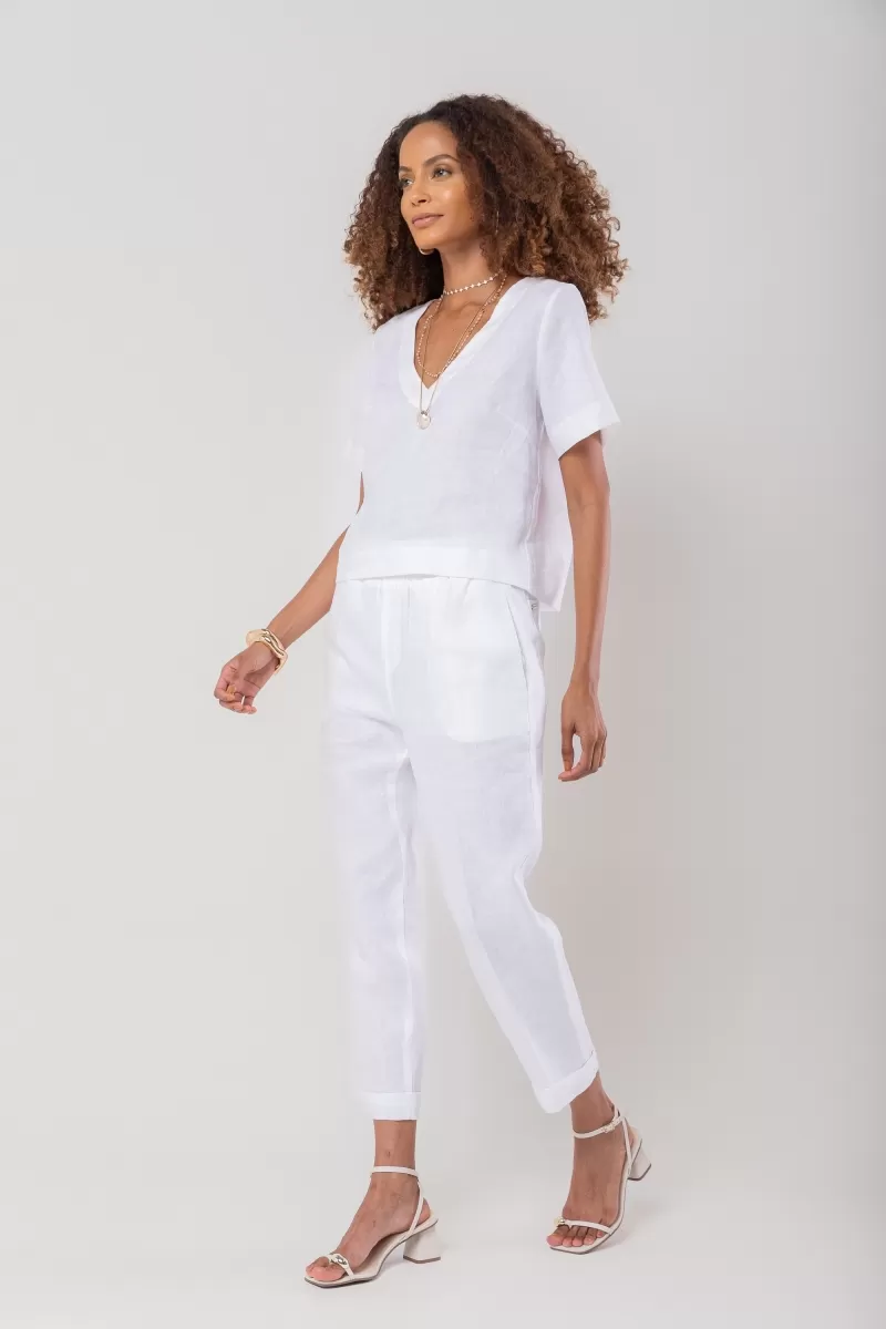 Hidrogênio - CARROT POLIANA PANTS 100% WHITE LINEN - 19886002 Hidrogênio - CARROT POLIANA PANTS 100% WHITE LINEN - 19886002