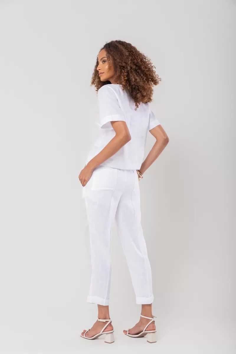 Hidrogênio - CARROT POLIANA PANTS 100% WHITE LINEN - 19886002 Hidrogênio - CARROT POLIANA PANTS 100% WHITE LINEN - 19886002