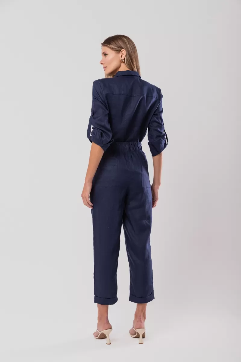 Hidrogênio - CARROT POLIANA 100% NAVY LINEN PANTS - 19886004 Hidrogênio - CARROT POLIANA 100% NAVY LINEN PANTS - 19886004