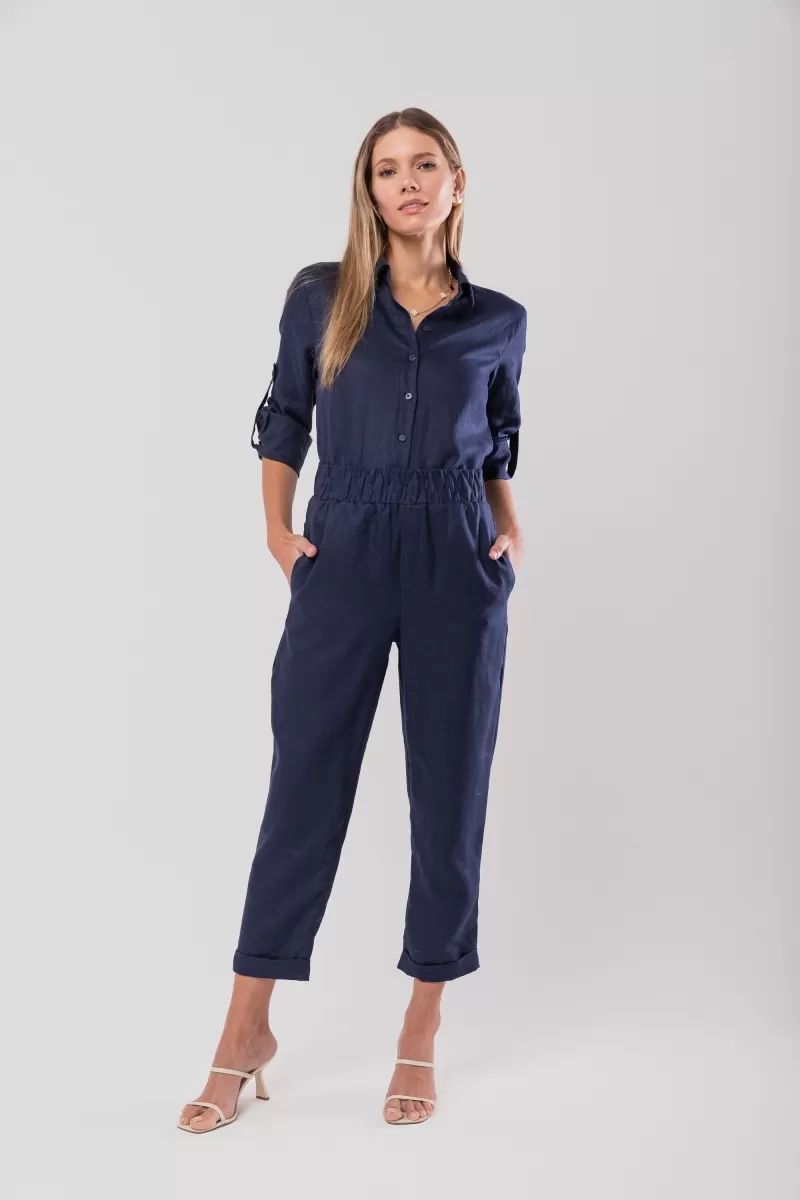 Hidrogênio - CARROT POLIANA 100% NAVY LINEN PANTS - 19886004 Hidrogênio - CARROT POLIANA 100% NAVY LINEN PANTS - 19886004