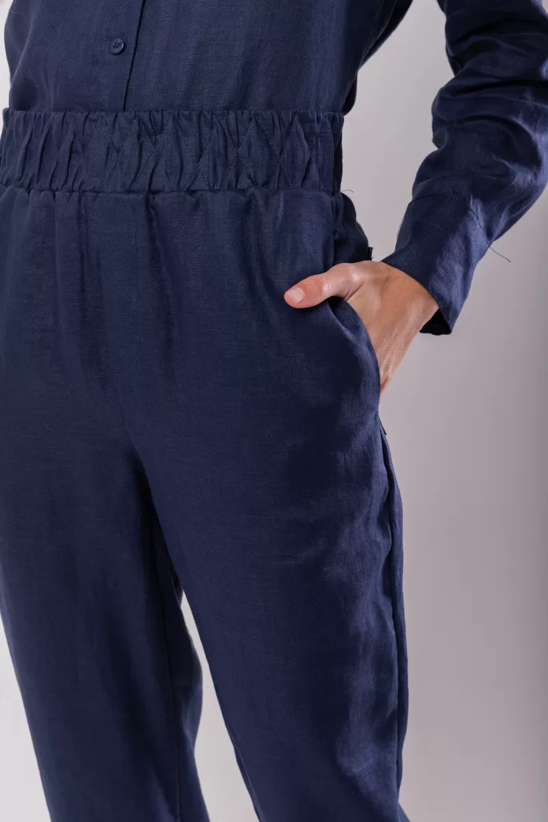 Hidrogênio - CARROT POLIANA 100% NAVY LINEN PANTS - 19886004 Hidrogênio - CARROT POLIANA 100% NAVY LINEN PANTS - 19886004